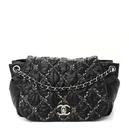 Chanel Nylon Quilted Tweed Stitch Bubble Flap Black 1 of 10