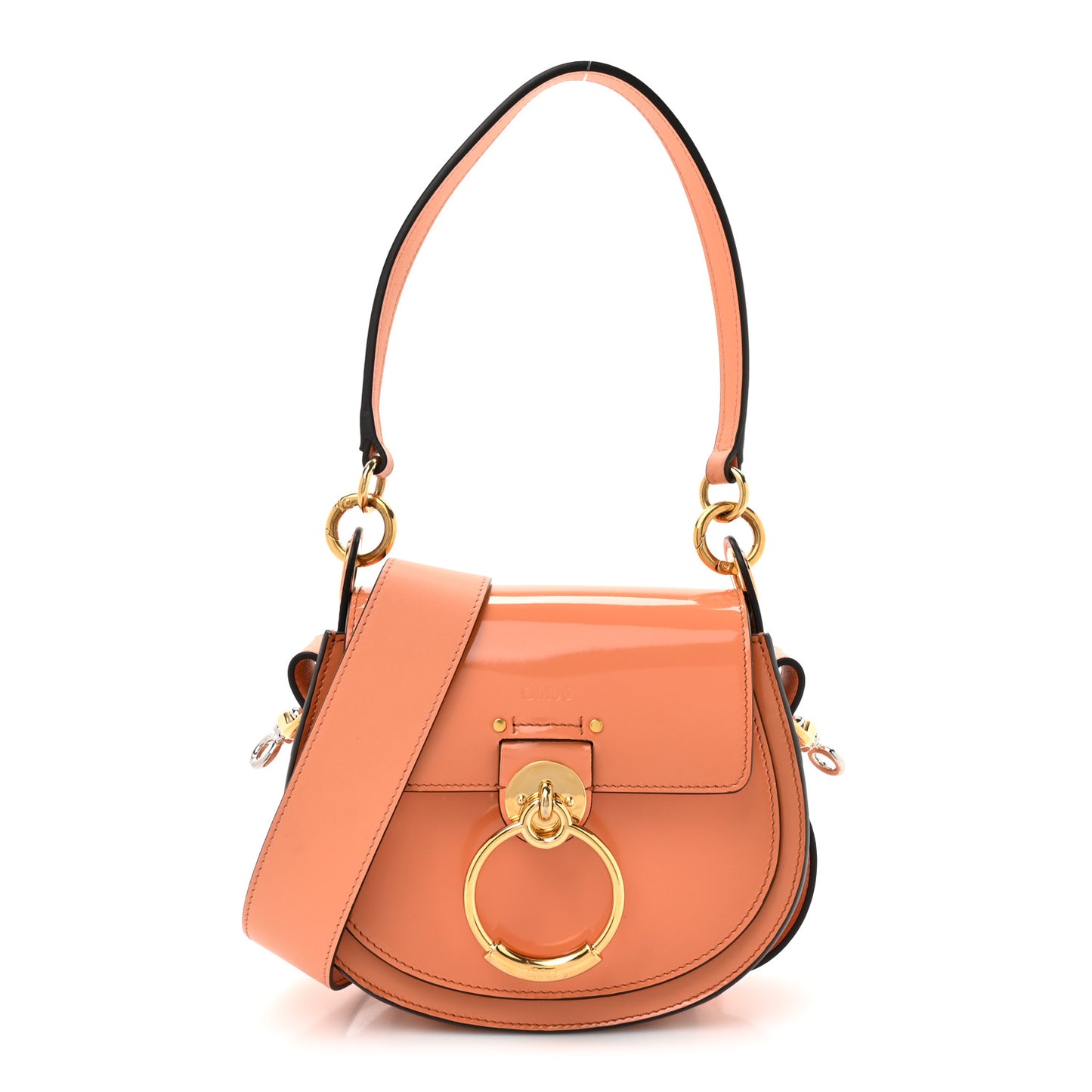 Patent Calfskin Small Tess Bag Canyon Sunset