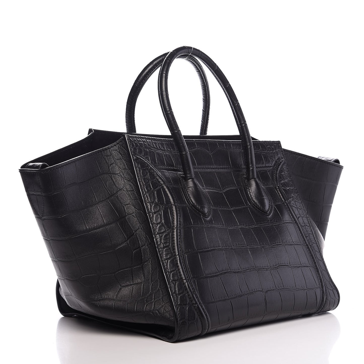Crocodile Embossed Calfskin Medium Phantom Luggage Black