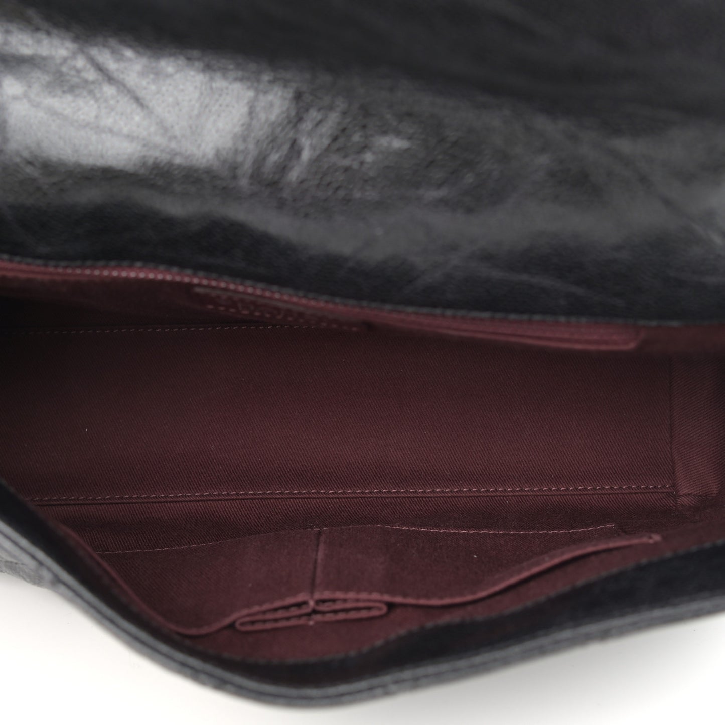 Crumpled Grained Calfskin Jumbo CC Crave Flap Black