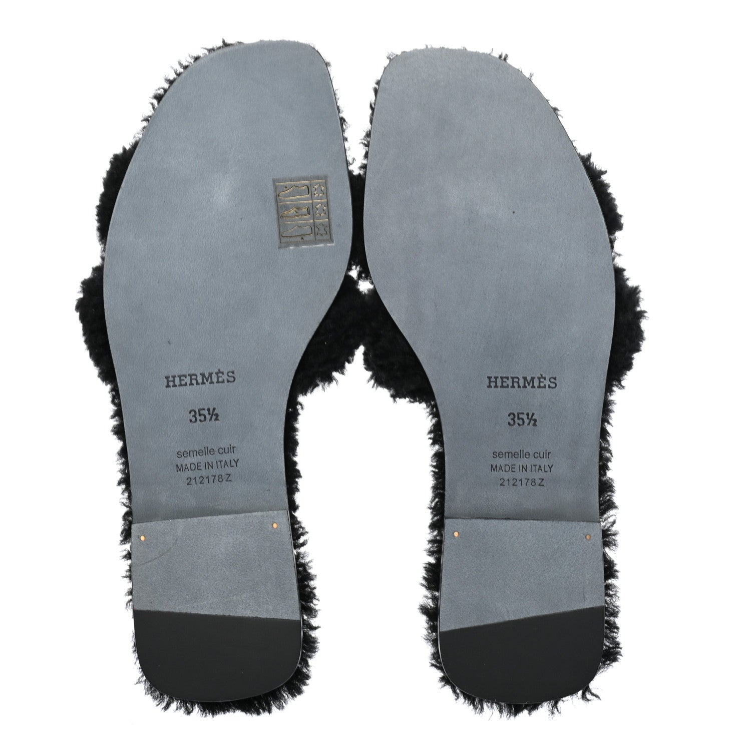 Hermes Woolskin Oran Sandals 35.5 Black 5 of 7