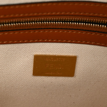Fendi Canvas Vitello King Bi-Color Strap FF Embroidered Baguette Grezzo Brandy Cuoio 6 of 11