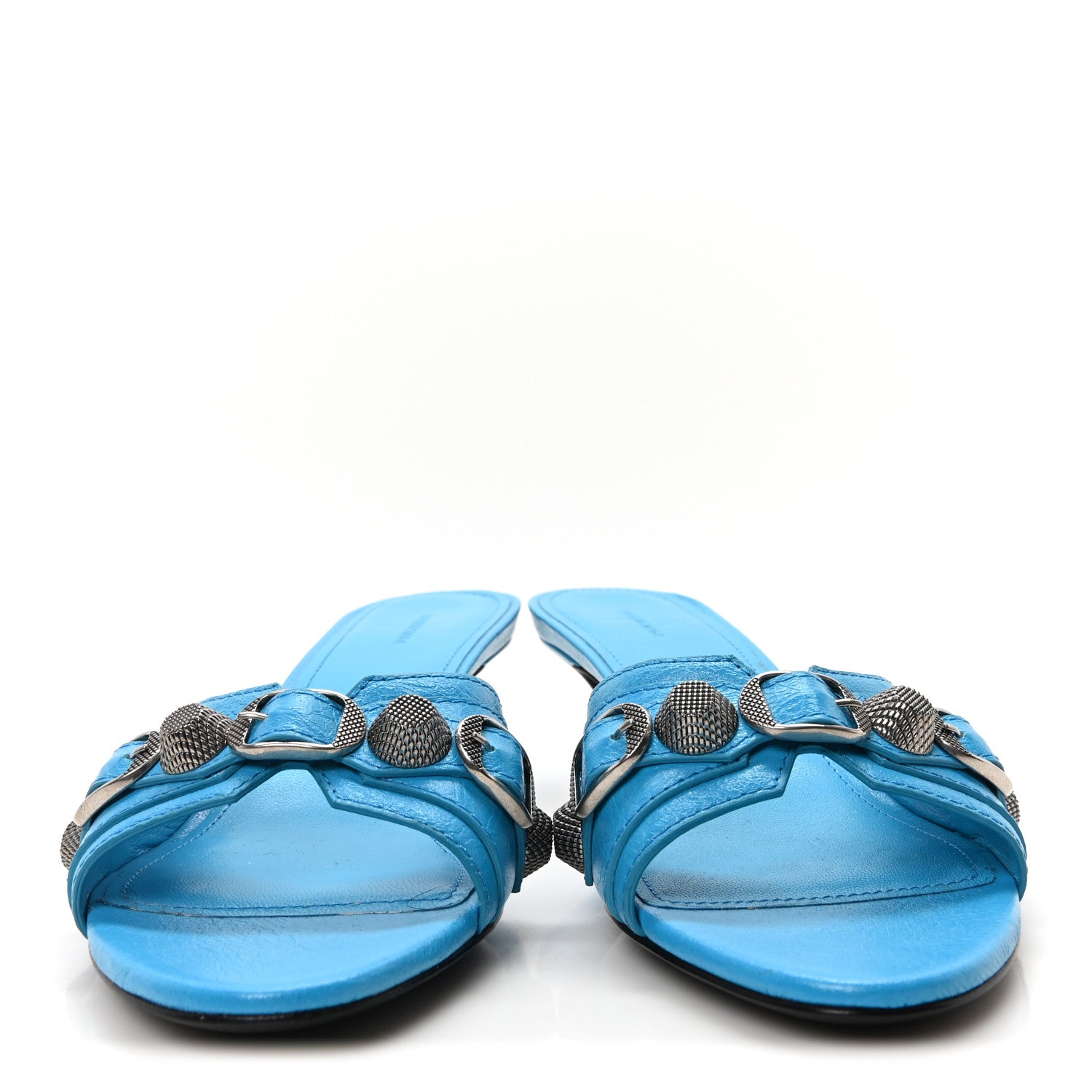 Balenciaga Agneau Arena Cagole 50mm Slide Sandals 36.5 Cyan 3 of 8