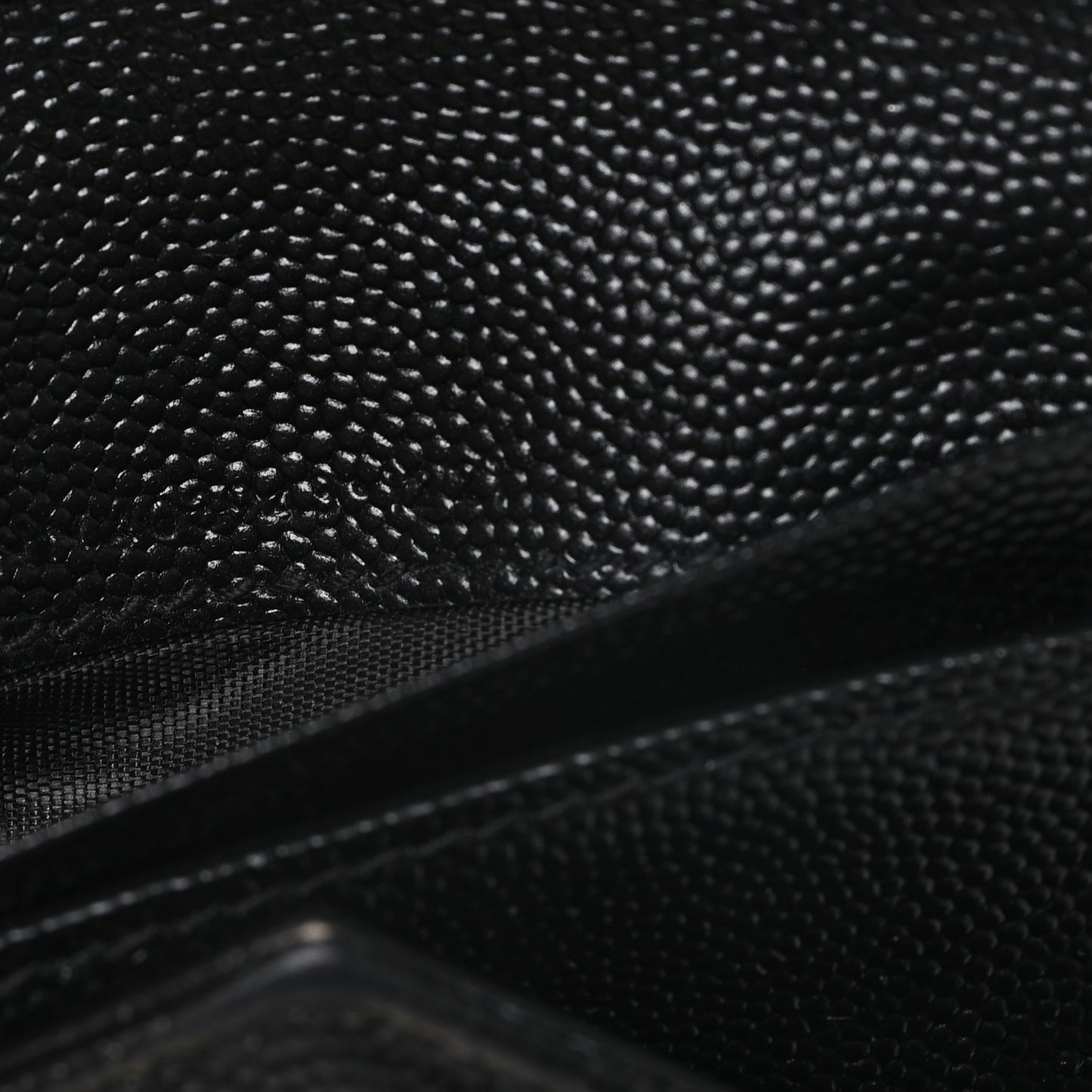Grain De Poudre Matelasse Chevron Monogram Compact Tri Fold Wallet Black