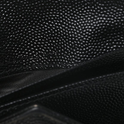Saint Laurent Grain De Poudre Matelasse Chevron Monogram Compact Tri Fold Wallet Black 7 of 9