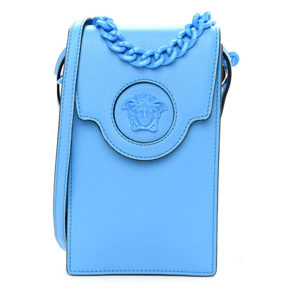 Versace Calfskin La Medusa Chain Crossbody Phone Pouch DV Blue 1 of 9