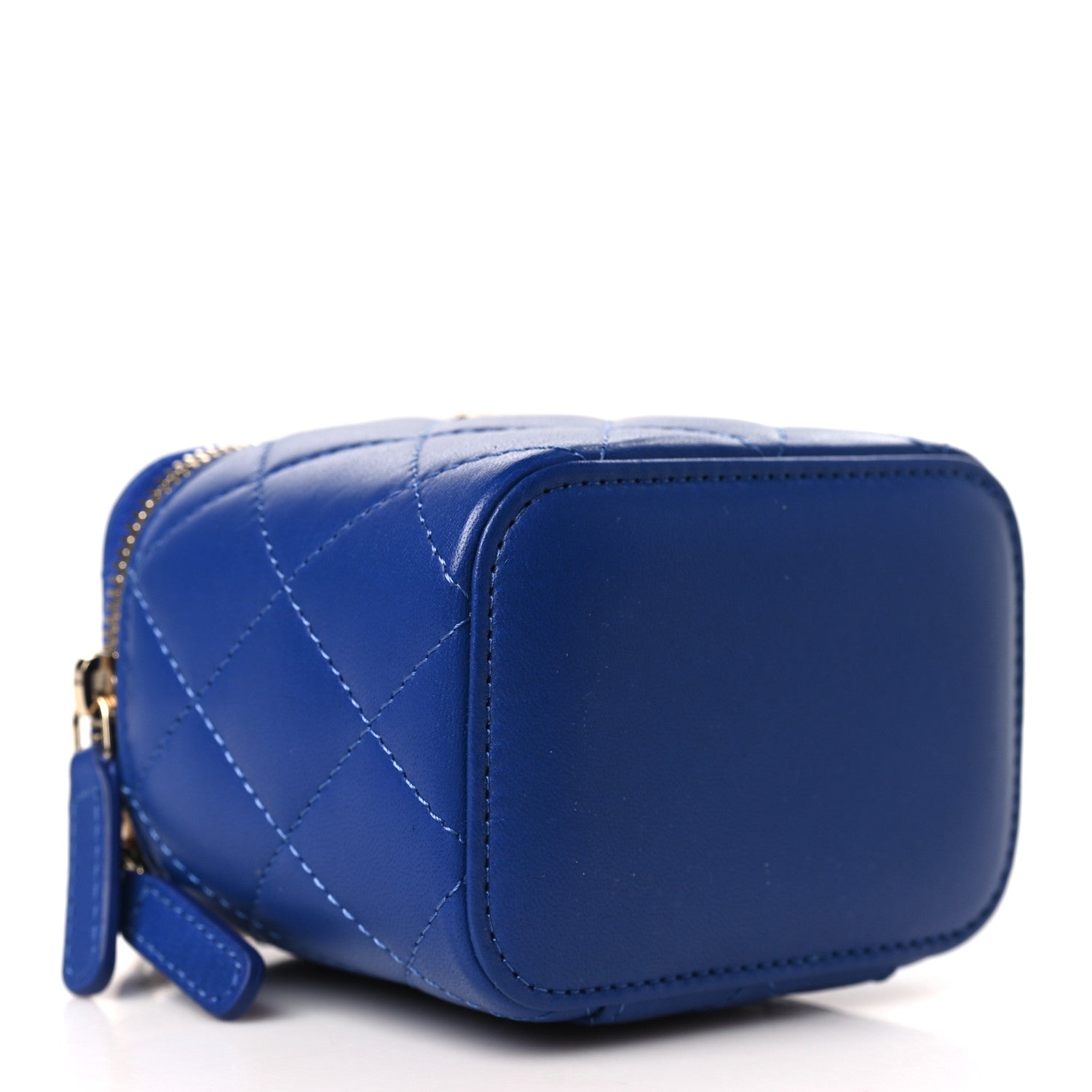Chanel Lambskin Quilted Top Handle Mini Vanity Case With Chain Blue 5 of 10