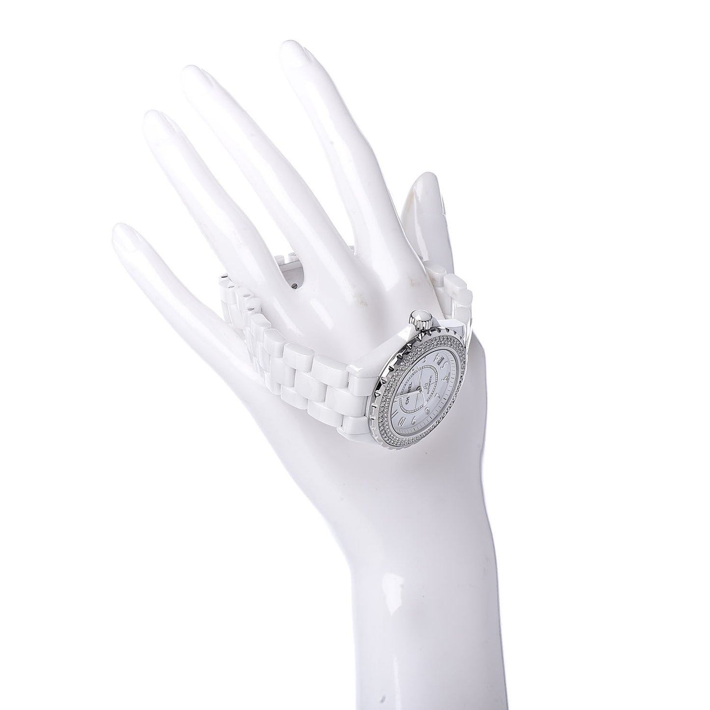 Stainless Steel Ceramic Diamond Pave Bezel 38mm J12 Automatic Watch White