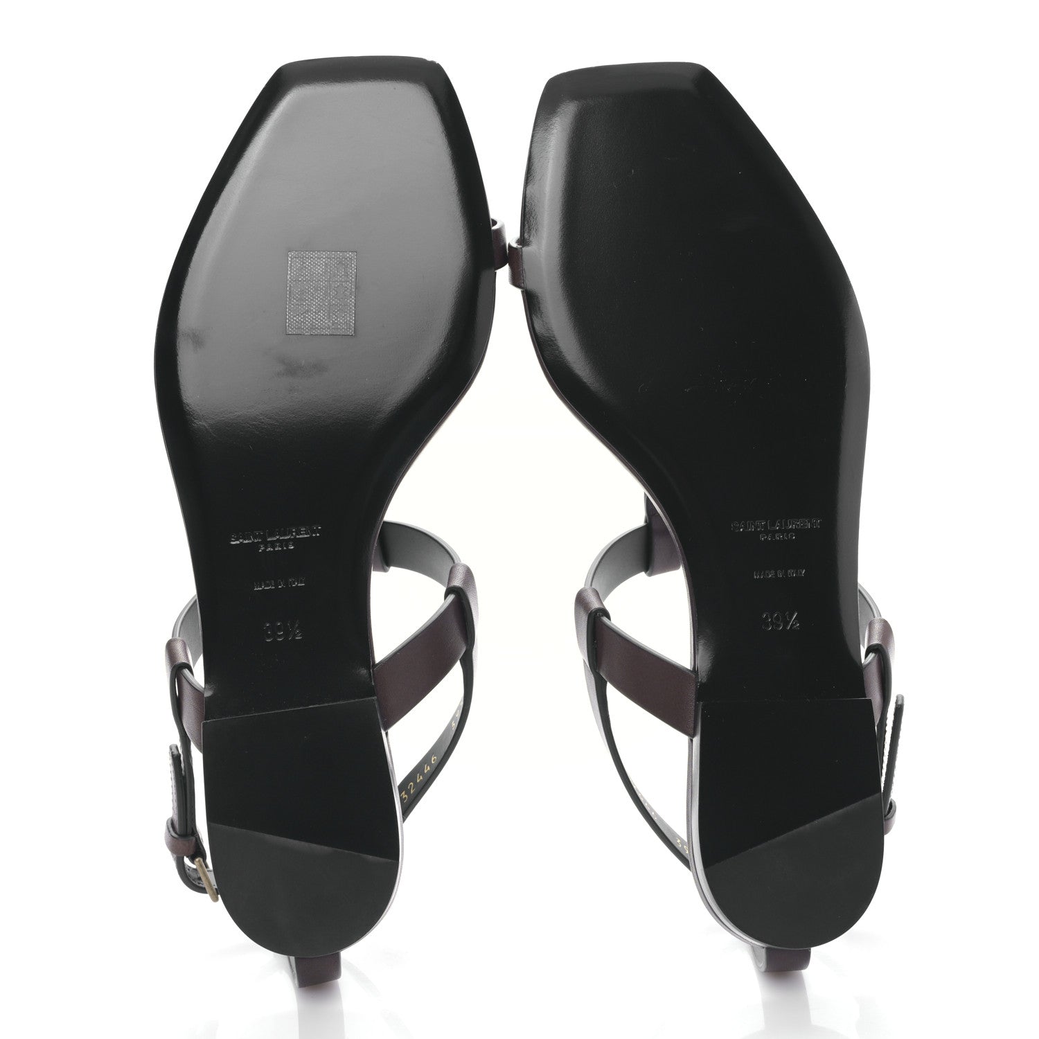 Saint Laurent Calfskin Cassandra Monogram Sandals 39.5 Brown 5 of 9