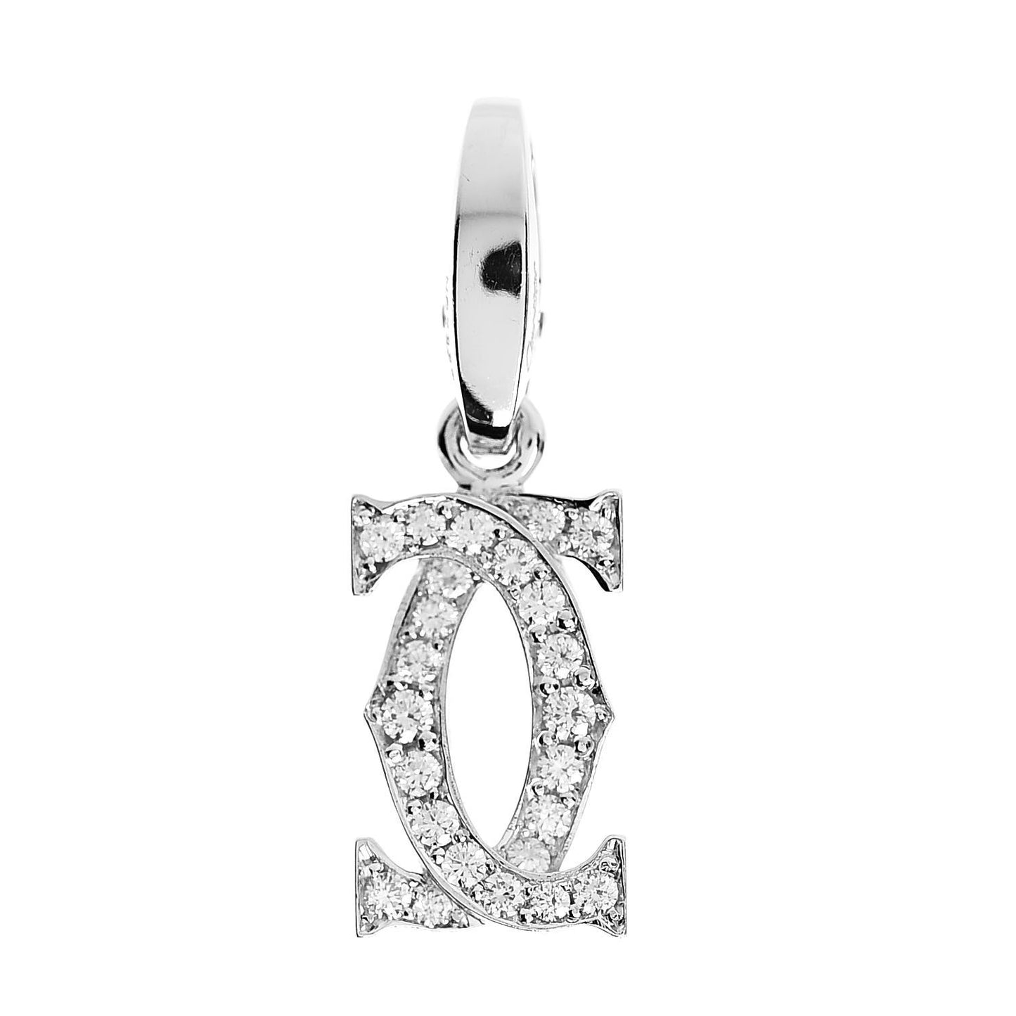 18K White Gold Diamond Logo Charm