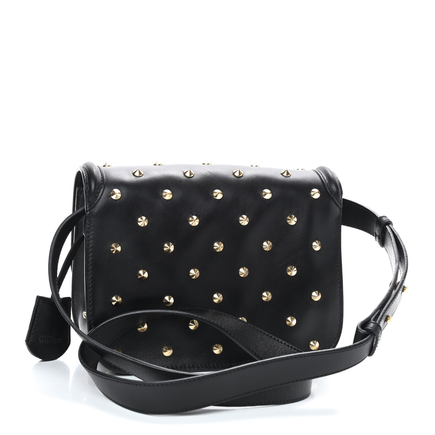 Alexander McQueen Calfskin Studded Small Padlock Crossbody Bag Black 2 of 8