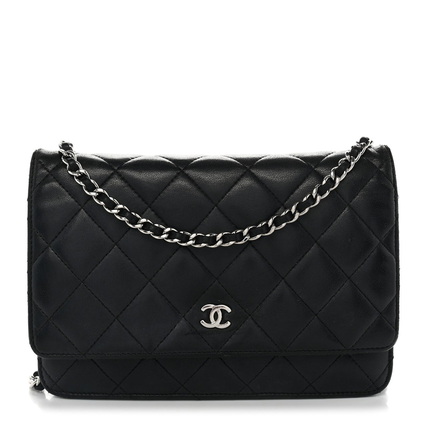 Lambskin Quilted Wallet On Chain WOC Black
