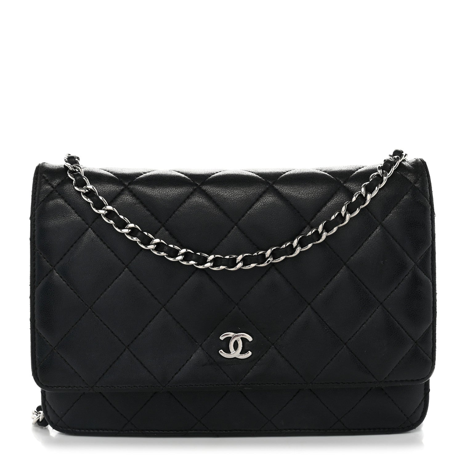 Chanel Lambskin Quilted Wallet On Chain WOC Black 1 of 13