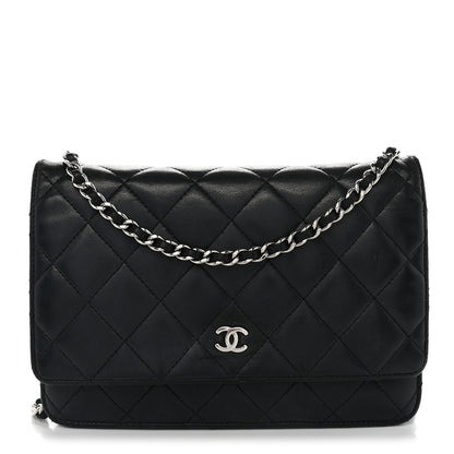 Chanel Lambskin Quilted Wallet On Chain WOC Black 1 of 13