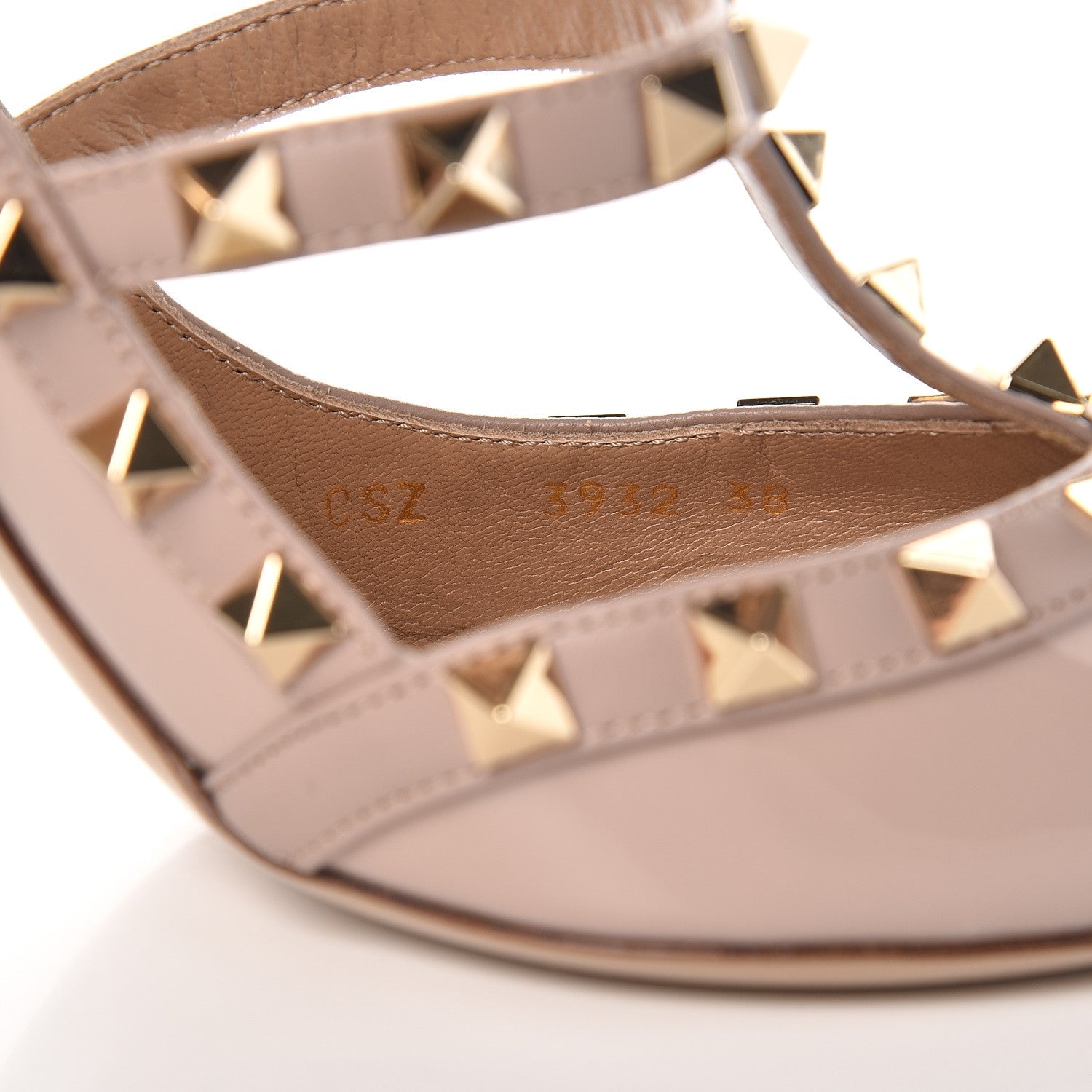 Valentino Garavani Patent Nappa Rockstud Ankle Strap 100mm Pumps 38 Poudre 8 of 8