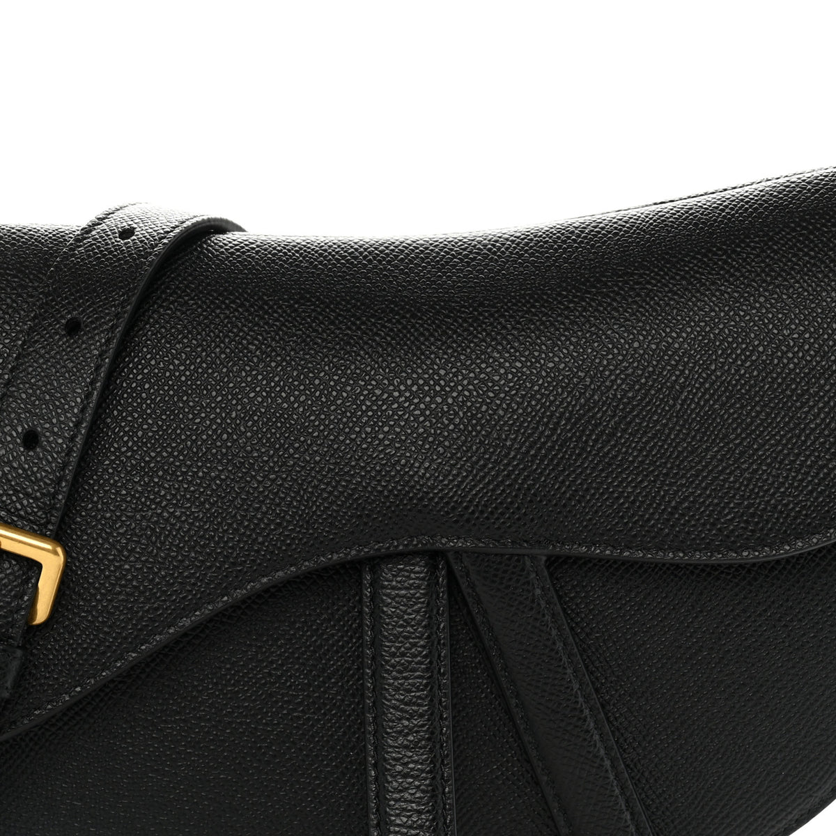 Christian Dior Grained Calfskin Saddle Bag With Strap Black 9 of 11