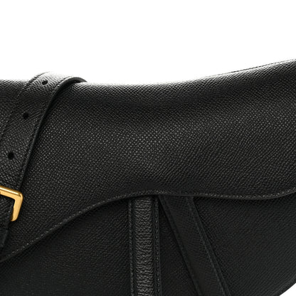 Christian Dior Grained Calfskin Saddle Bag With Strap Black 9 of 11