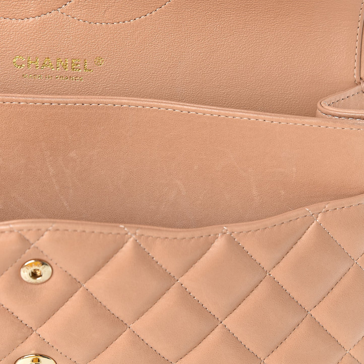 Lambskin Quilted Jumbo Double Flap Beige Clair
