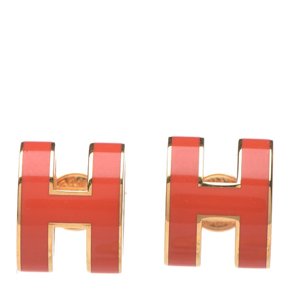 Hermes Palladium Lacquered Pop H Earrings Orange Fonce 1 of 5
