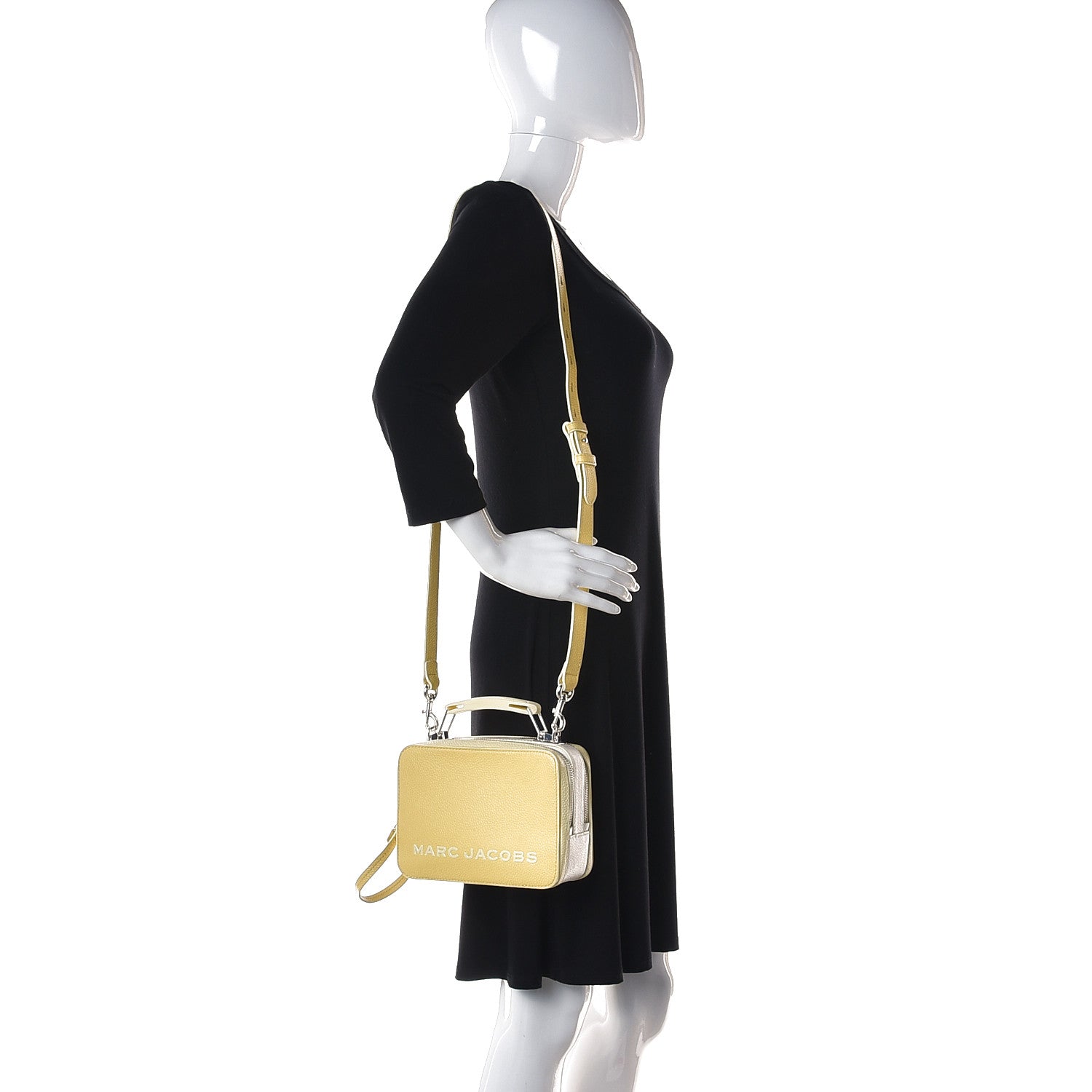 Marc Jacobs Calfskin Mini The Textured Box Bag Yellow White 2 of 17