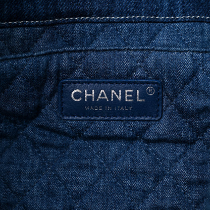 Chanel Denim Printed Shopping Bag Blue 7 of 13