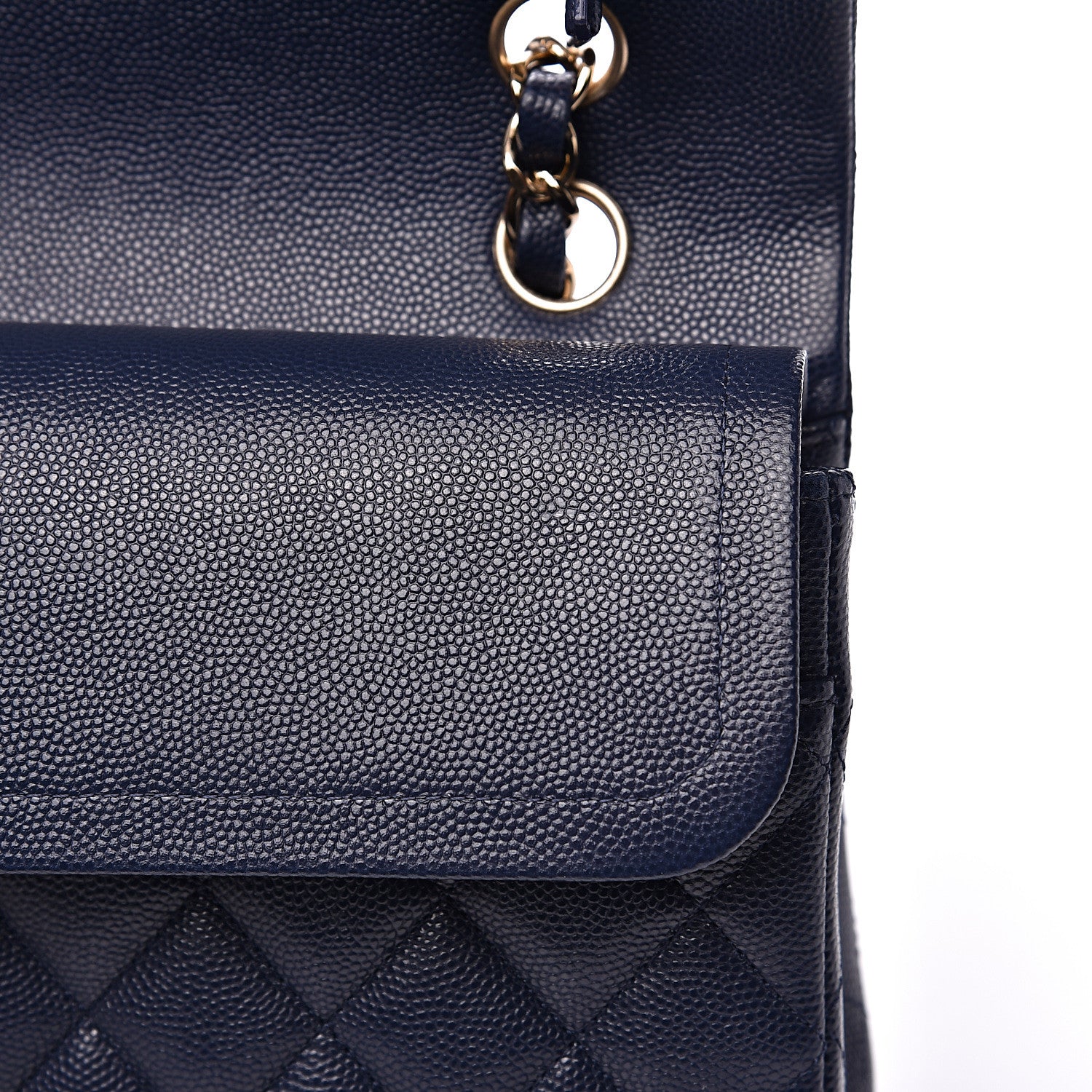 Chanel Caviar Quilted Medium Double Flap Navy 10 of 11