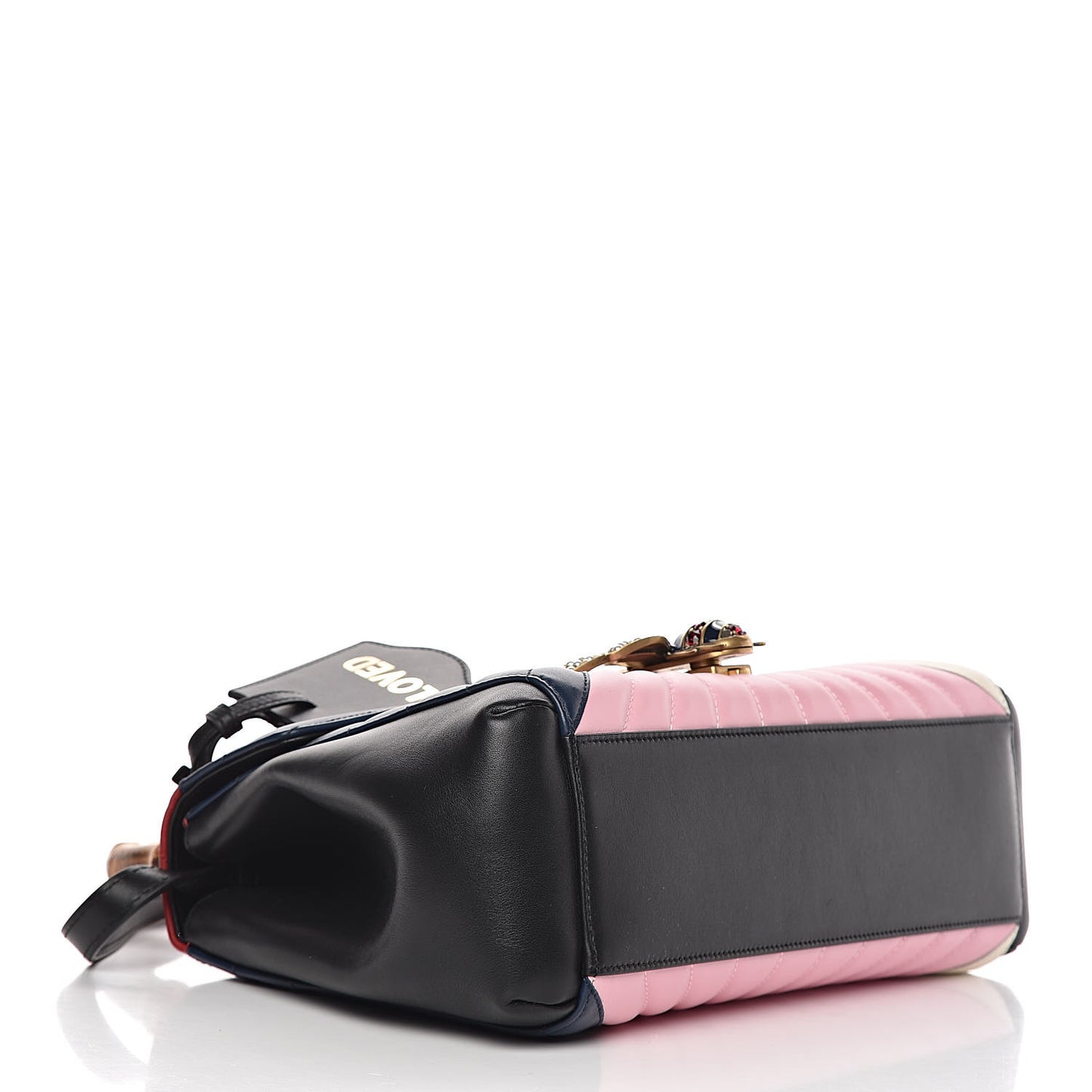 Calfskin Bamboo Trapuntata Queen Margaret Top Handle Bag Blue Agata Hibiscus Red Mystic White Sugar Pink