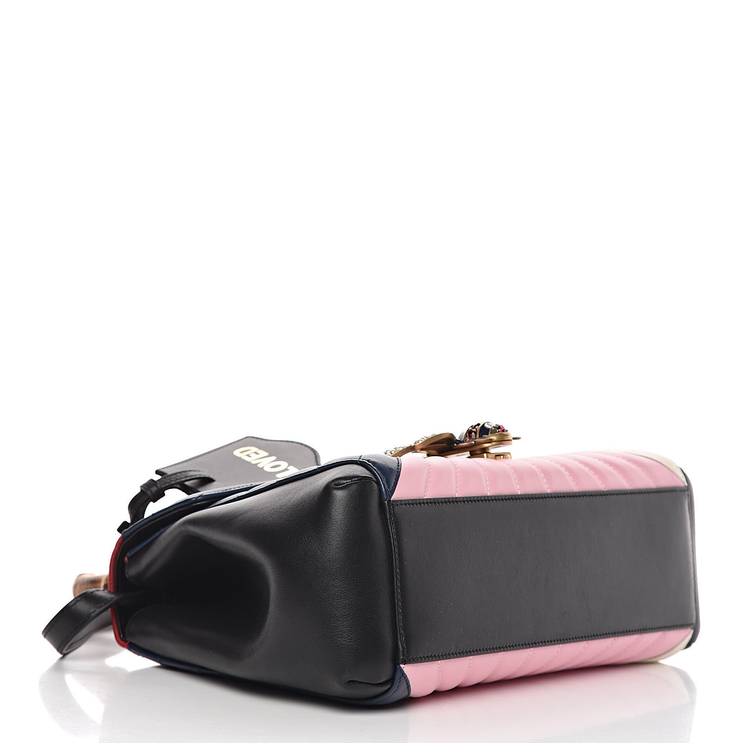 Gucci Calfskin Bamboo Trapuntata Queen Margaret Top Handle Bag Blue Agata Hibiscus Red Mystic White Sugar Pink 5 of 12