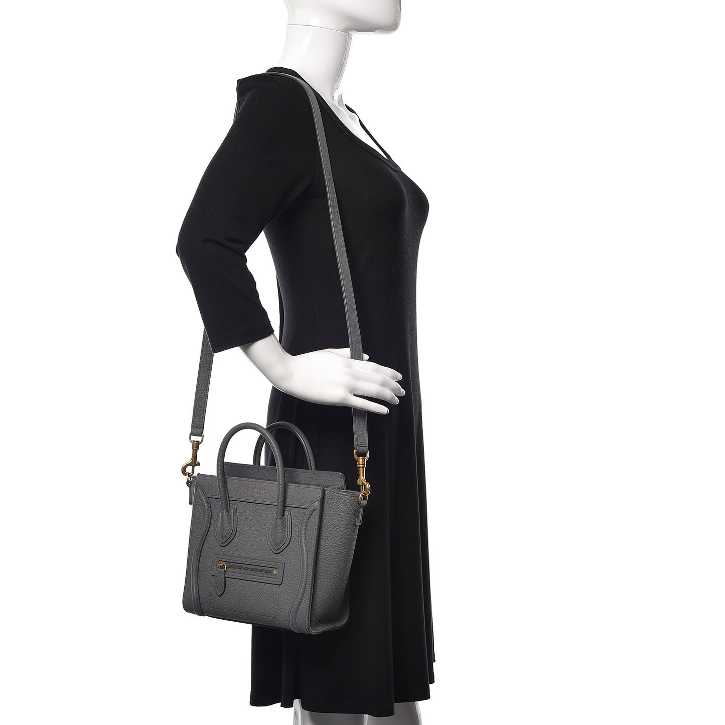 Drummed Calfskin Nano Luggage Kohl