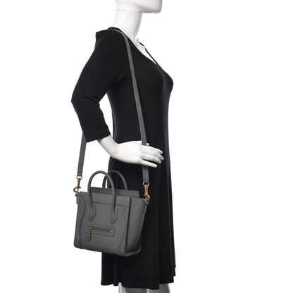Celine Drummed Calfskin Nano Luggage Kohl 1 of 10