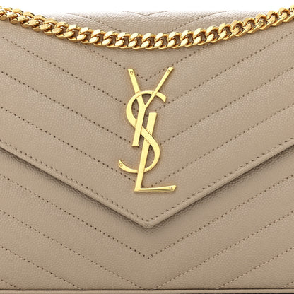 Saint Laurent Grain De Poudre Matelasse Chevron Monogram Chain Wallet Nude Powder 7 of 12