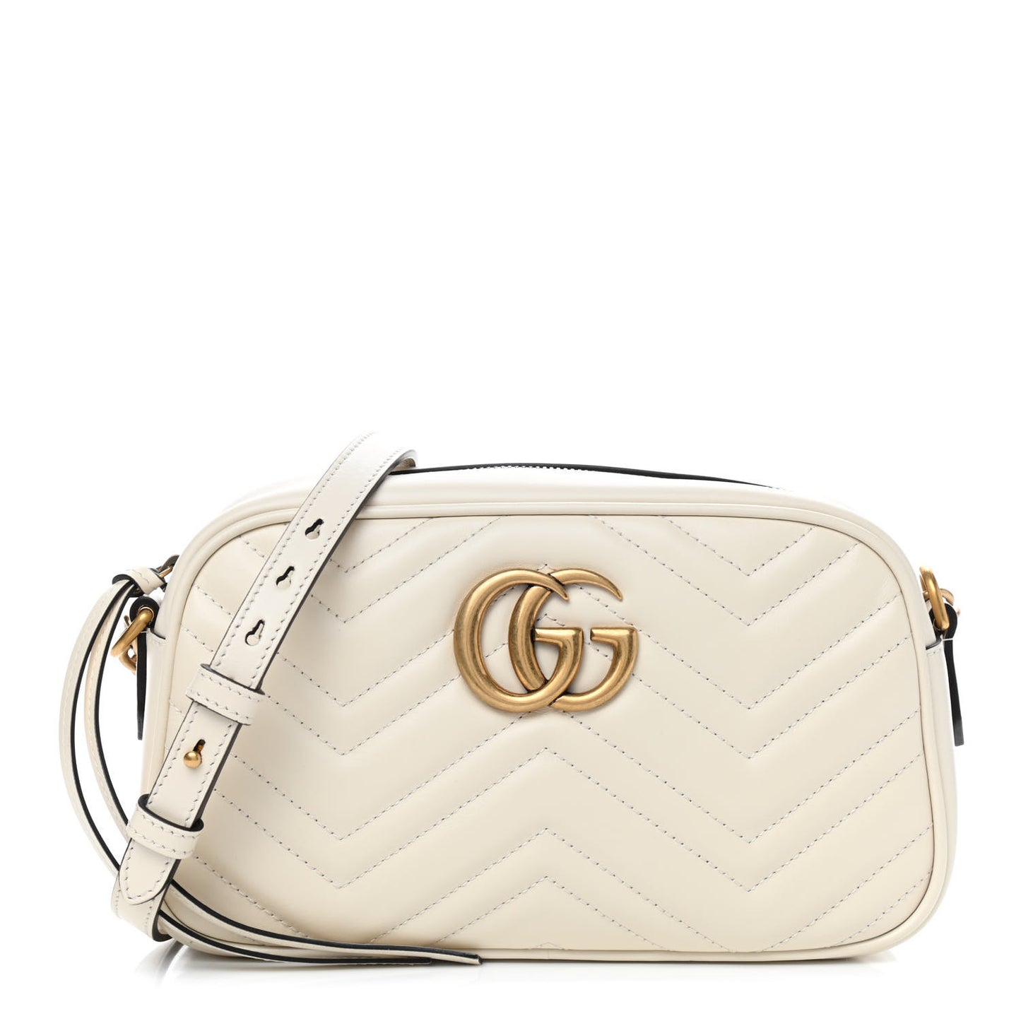 Calfskin Matelasse Small GG Marmont Chain Shoulder Bag White