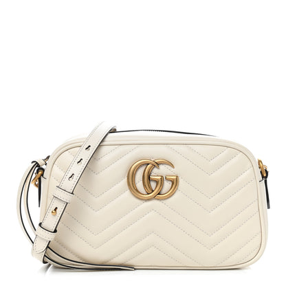 Gucci Calfskin Matelasse Small GG Marmont Chain Shoulder Bag White 1 of 10