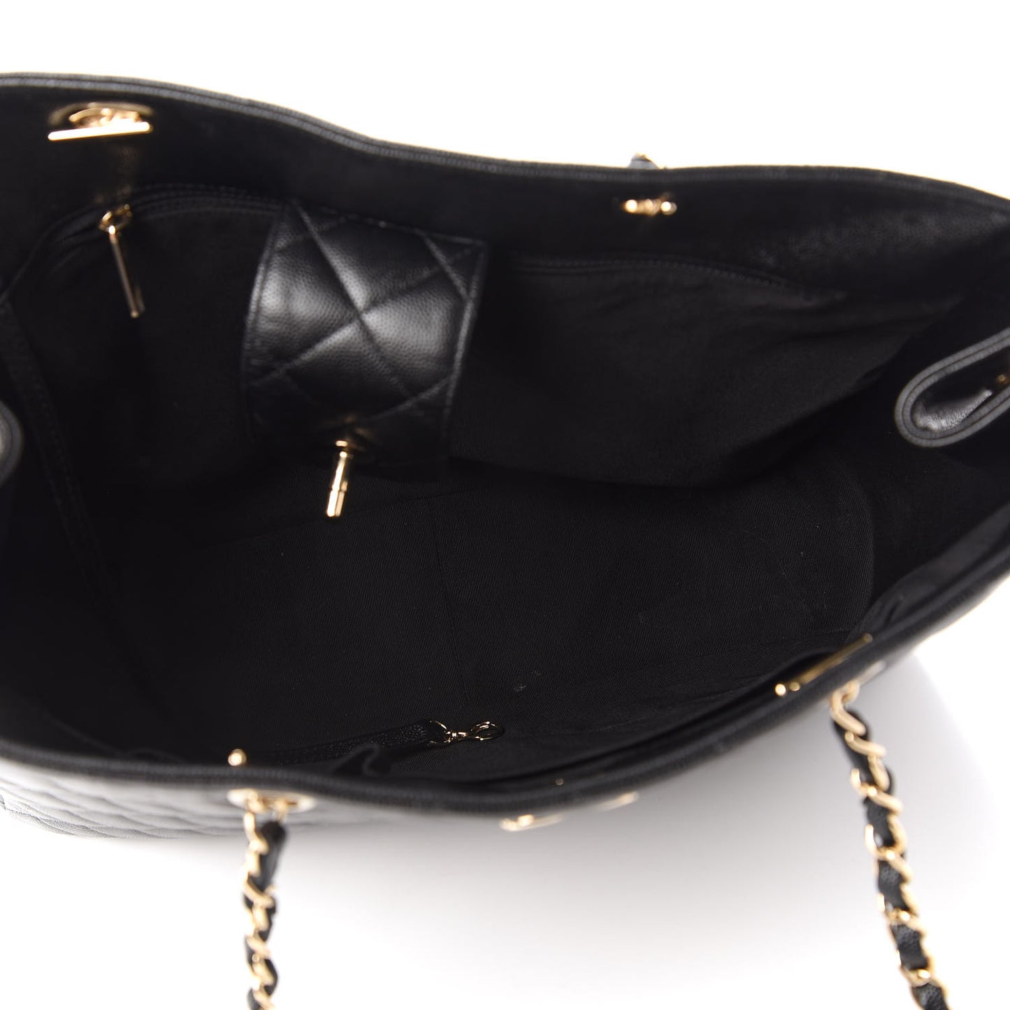 Caviar Quilted Large Classic Shopping Tote Black