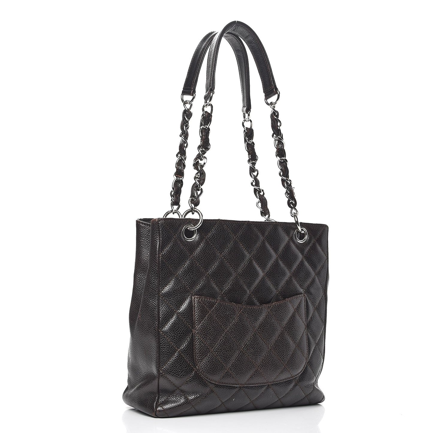 Caviar Petit Shopping Tote PST Dark Brown