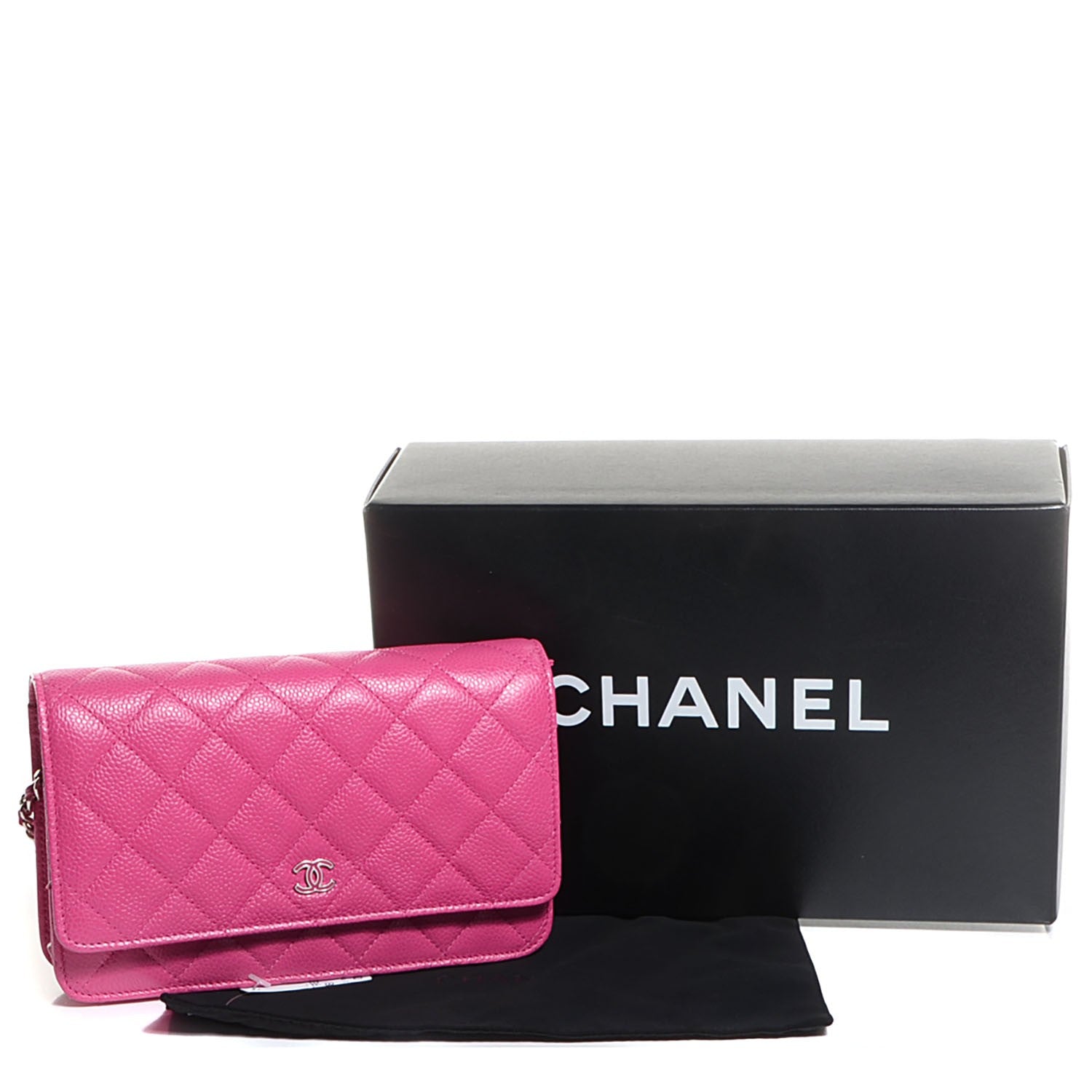 Chanel Caviar Quilted Wallet On Chain WOC Dark Pink 5 of 9