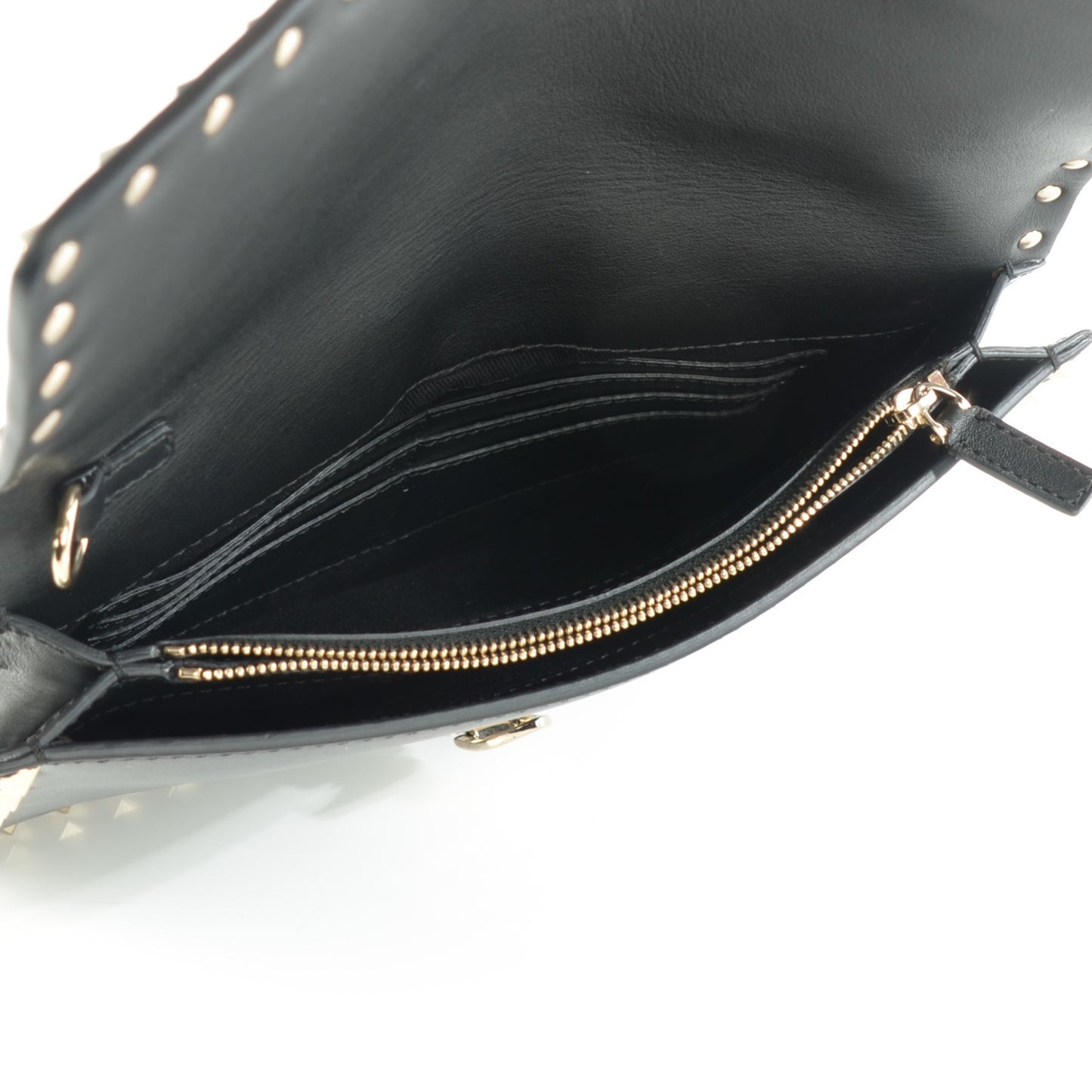 Nappa Rockstud Flip Lock Wristlet Clutch Black