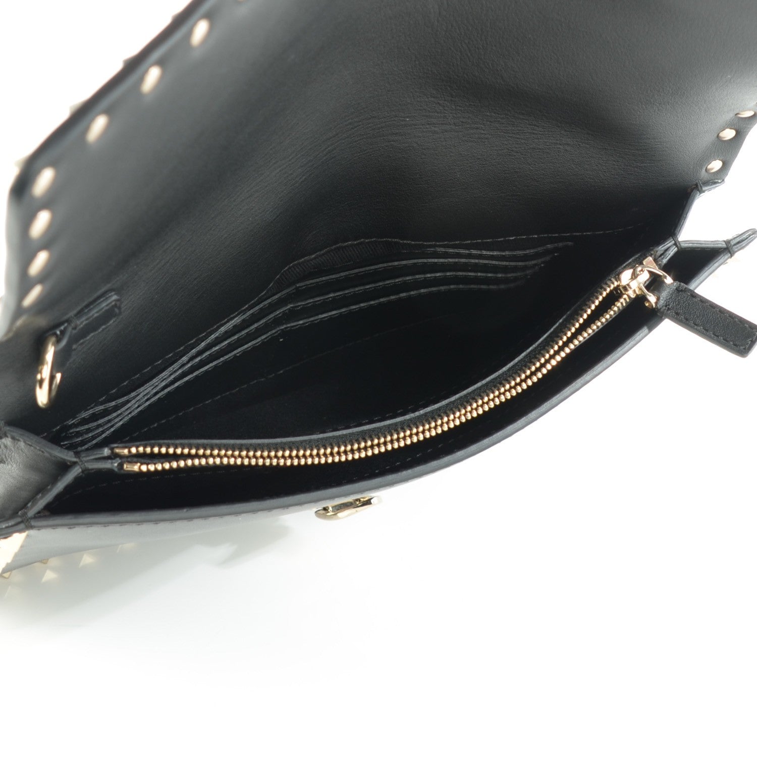 Valentino Garavani Nappa Rockstud Flip Lock Wristlet Clutch Black 6 of 7