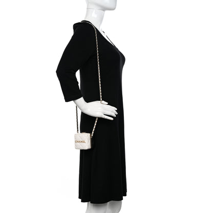 Chanel Lambskin Quilted Clutch With Chain Black White 2 of 11