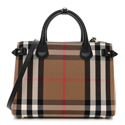 Burberry House Check Grainy Calfskin Medium Banner Tote Black 1 of 14
