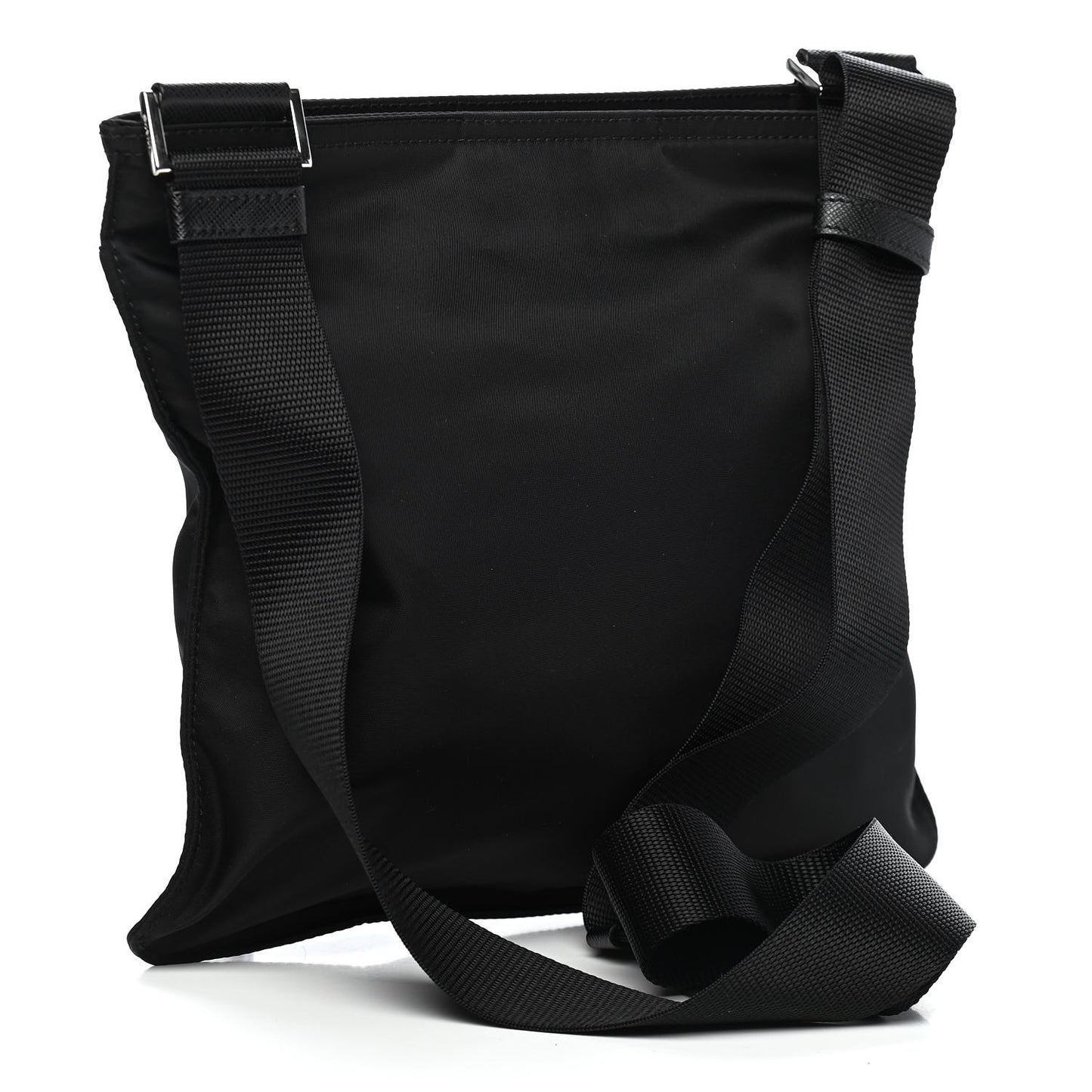 Nylon Flat Messenger Bag Black