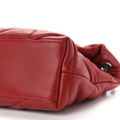 Saint Laurent Lambskin Quilted Small Loulou Puffer Monogram Chain Satchel Red 8 of 8