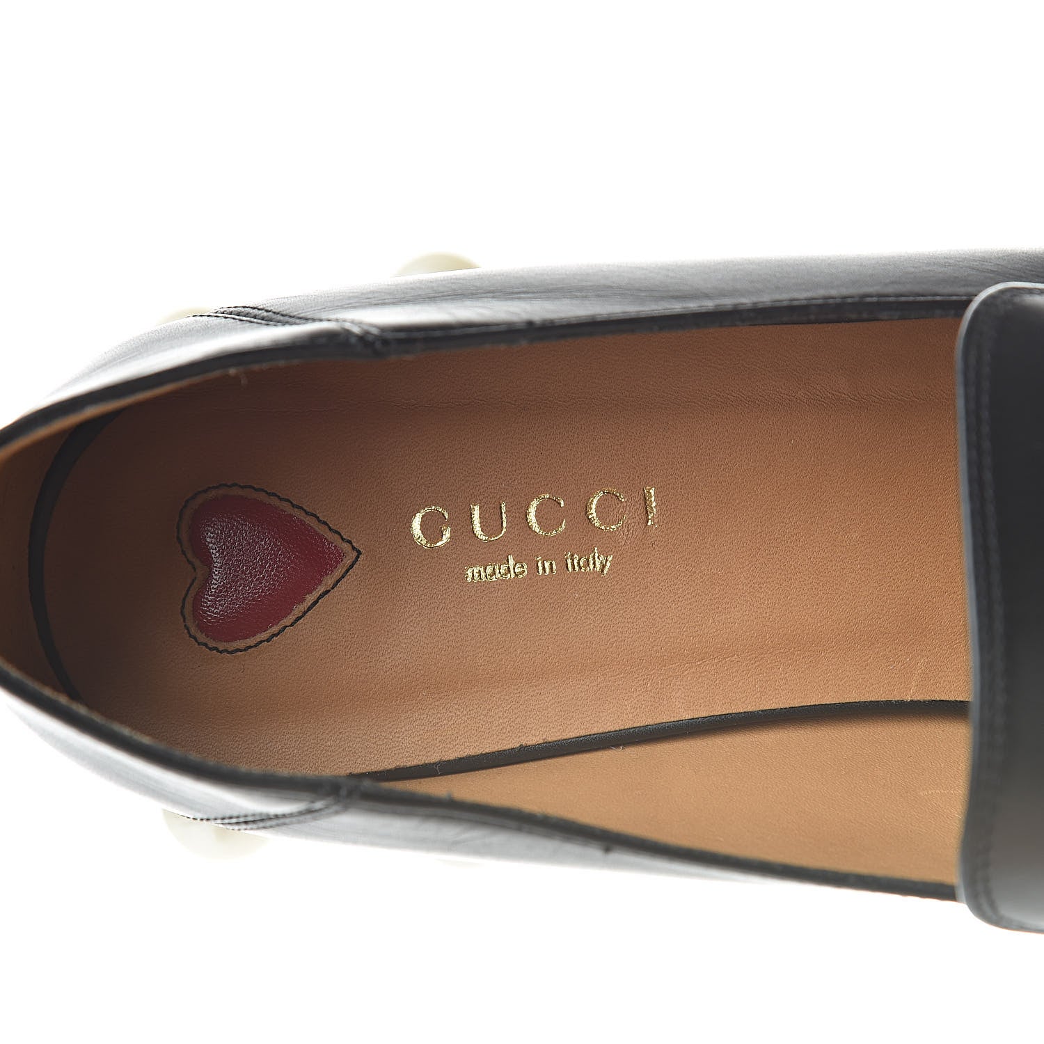 Gucci Betis Glamour Calfskin Web Pearl Embellished Peyton 35mm Loafer Pumps 39 Black 9 of 10