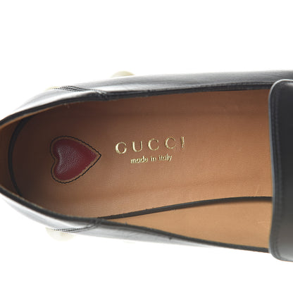 Gucci Betis Glamour Calfskin Web Pearl Embellished Peyton 35mm Loafer Pumps 39 Black 9 of 10