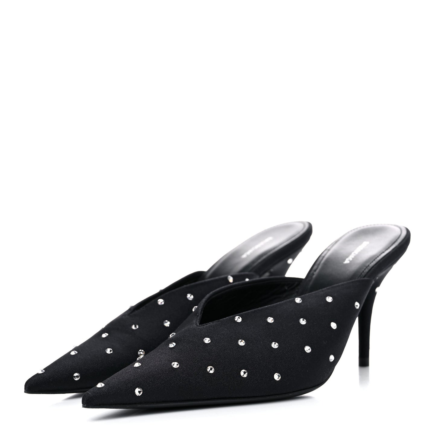Satin Crystal Embellished Knife Mules 37.5 Black