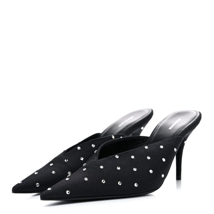 Balenciaga Satin Crystal Embellished Knife Mules 37.5 Black 3 of 10