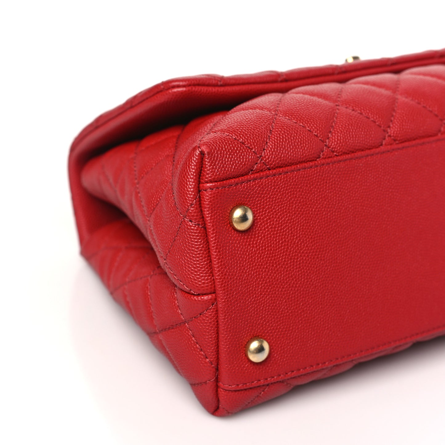 Caviar Lizard Embossed Quilted Small Coco Handle Flap Red
