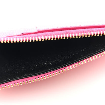Saint Laurent Grain De Poudre Matelasse Chevron Monogram Fragments Zippered Card Case Fresh Fuxia 5 of 6