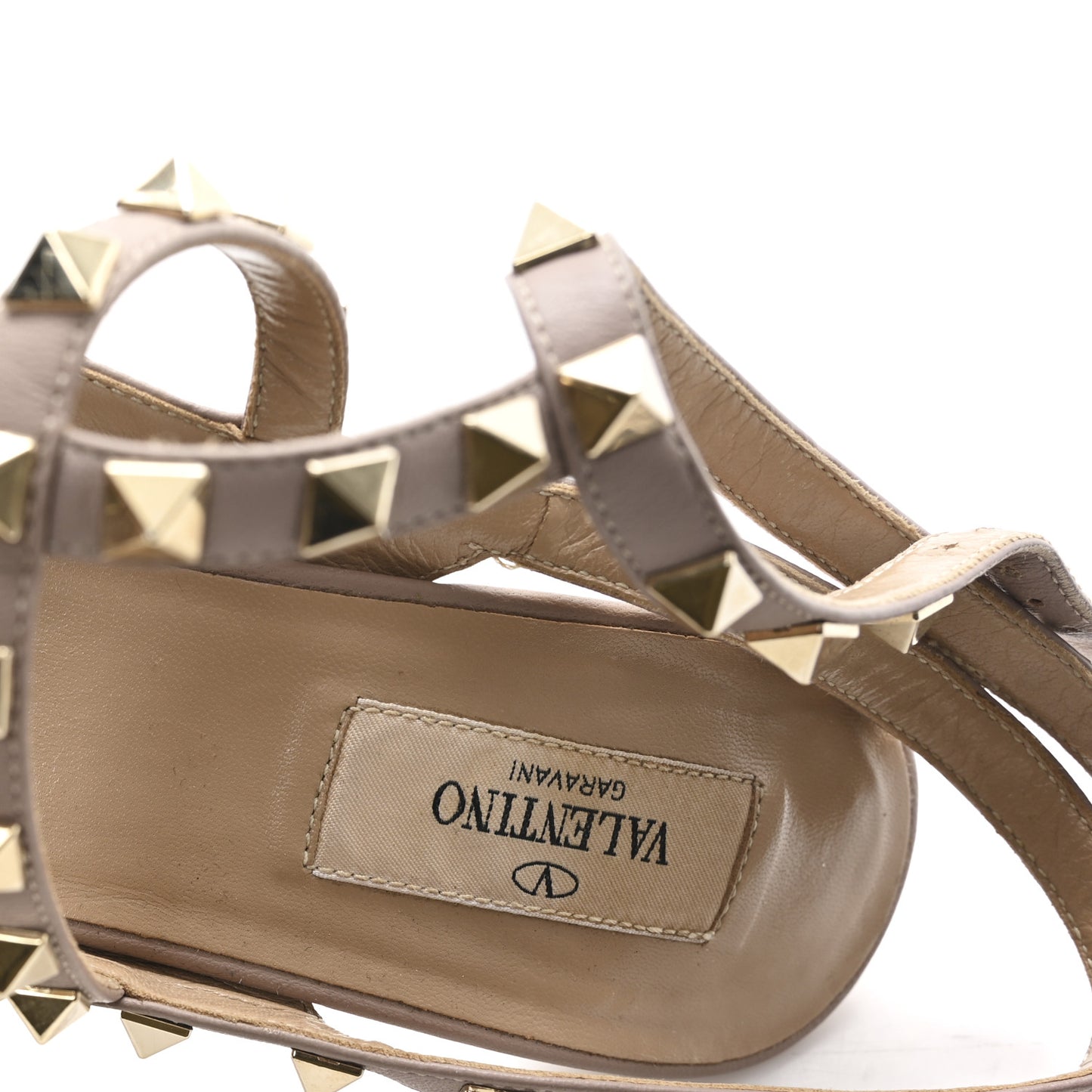 Patent Nappa Rockstud Ankle Strap 100mm Pumps 39 Poudre