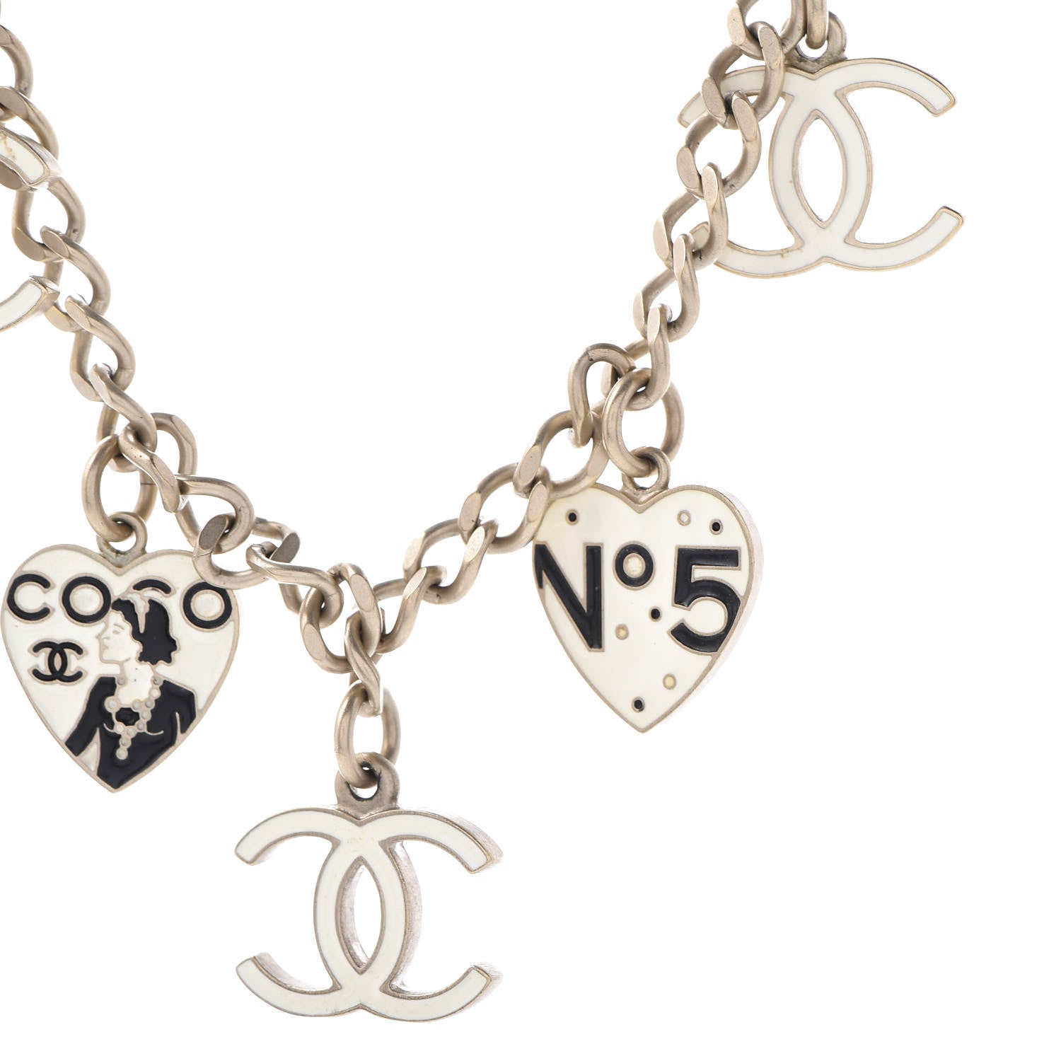 Chanel Enamel CC Heart Charm Necklace Light Gold 4 of 5